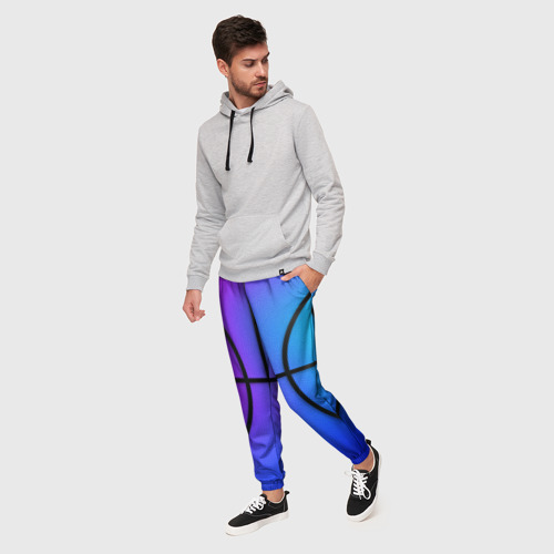 Мужские брюки 3D с принтом Градиентный баскетбольный мяч, фото на моделе #1