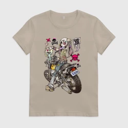 Женская футболка хлопок Anime biker girl