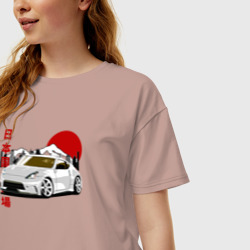 Женская футболка хлопок Oversize Nissan fairlady z34 370z - фото 2