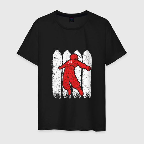 Мужская футболка хлопок Космонавт СССР, цвет черный