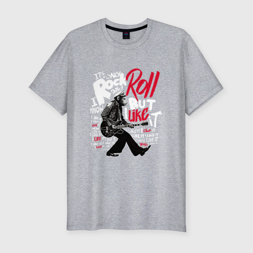 Мужская футболка приталенная из хлопка с принтом Рок-н-ролл Rock 'n' Roll, вид спереди №1