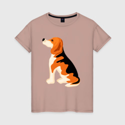 Пёсик бигль – Женская футболка хлопок с принтом купить со скидкой в -20%