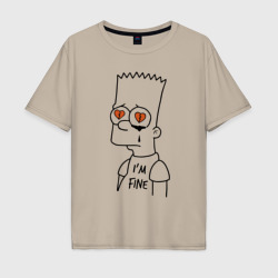 Мужская футболка хлопок Oversize I'm fine - Bart Simpson