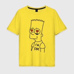 Мужская футболка хлопок Oversize I'm fine - Bart Simpson