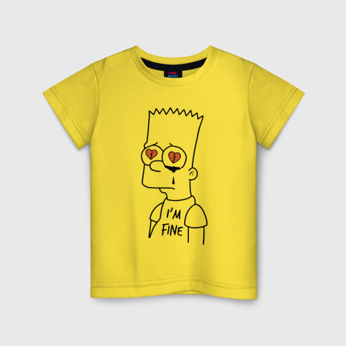 Детская футболка хлопок I'm fine - Bart Simpson, цвет желтый