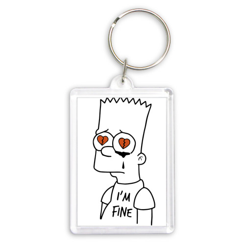 Брелок прямоугольный 35*50 I'm fine - Bart Simpson