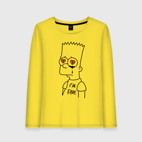 Женский лонгслив хлопок I'm fine - Bart Simpson, цвет желтый