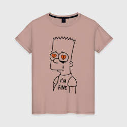 Женская футболка хлопок I'm fine - Bart Simpson