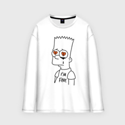 Женский лонгслив oversize хлопок I'm fine - Bart Simpson