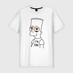 Мужская футболка хлопок Slim I'm fine - Bart Simpson