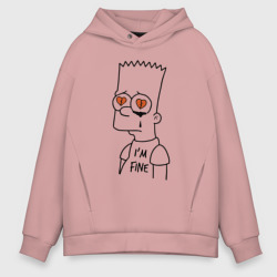 Мужское худи Oversize хлопок I'm fine - Bart Simpson