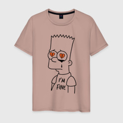 Мужская футболка хлопок I'm fine - Bart Simpson