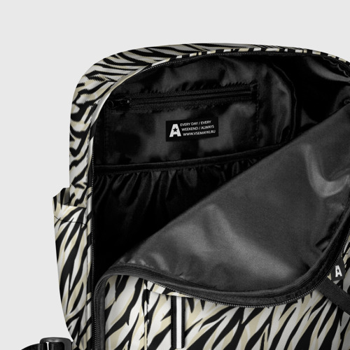 Женский рюкзак 3D Тигровый полосатый узор- черные  бежевые полосы на белом - фото 6
