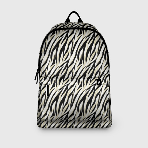 Рюкзак 3D Тигровый полосатый узор- черные  бежевые полосы на белом - фото 4