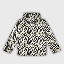 Ветровка с принтом Тигровый полосатый узор- черные  бежевые полосы на белом для женщины, вид на модели сзади №2. Цвет основы: белый