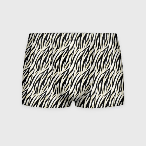 Мужские трусы 3D Тигровый полосатый узор- черные  бежевые полосы на белом, цвет 3D печать
