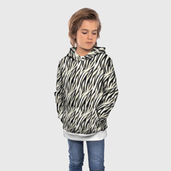 Детская толстовка 3D Тигровый полосатый узор- черные  бежевые полосы на белом - фото 2