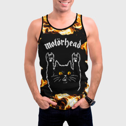 Мужская майка 3D Motorhead рок кот и огонь - фото 2
