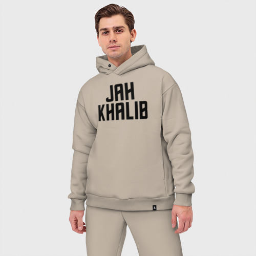 Мужской костюм oversize хлопок с принтом Jah Khalib - ЛОГО, фото на моделе #1