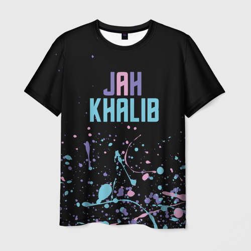 Мужская футболка с принтом Jah Khalib - краска, вид спереди №1