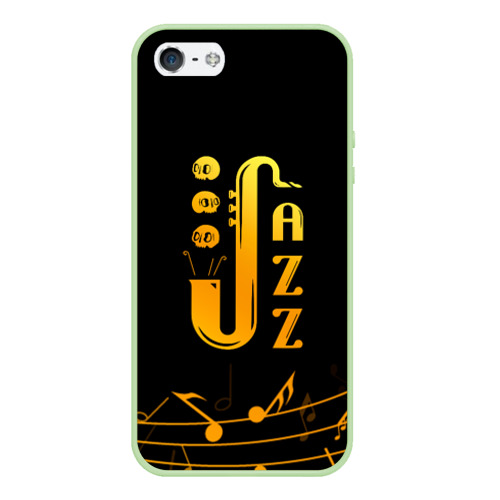 Чехол для iPhone 5/5S матовый Jazz - ноты, цвет салатовый