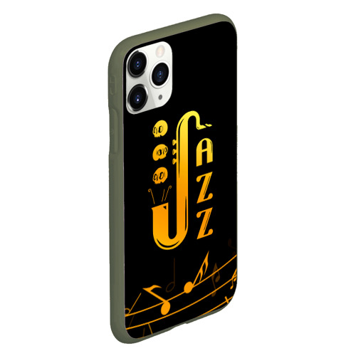 Чехол для iPhone 11 Pro матовый Jazz - ноты, цвет темно-зеленый - фото 3
