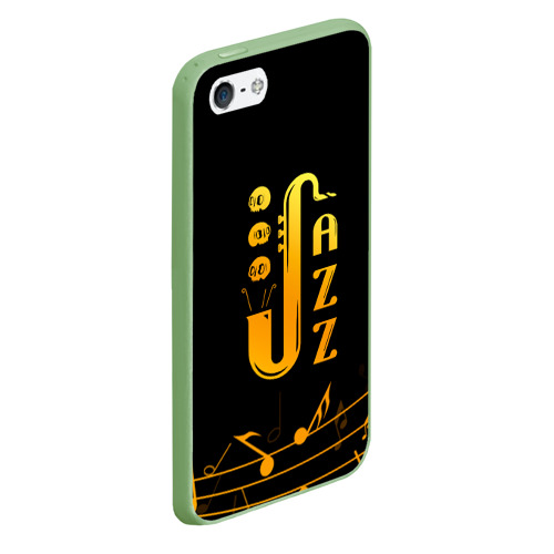 Чехол для iPhone 5/5S матовый Jazz - ноты, цвет салатовый - фото 3