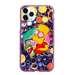 Чехол для iPhone 11 Pro Max матовый Bart Simpson пьёт лимонад