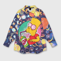 Женская рубашка oversize 3D Bart Simpson пьёт лимонад