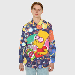 Мужская рубашка oversize 3D Bart Simpson пьёт лимонад - фото 2