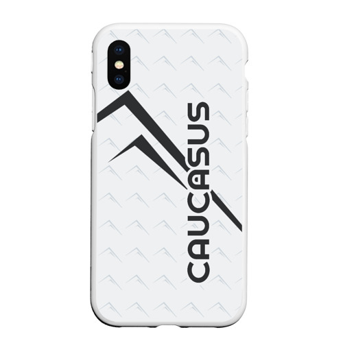 Чехол для iPhone XS Max матовый Caucasus Mountains надпись Кавказ на английском с изображением гор