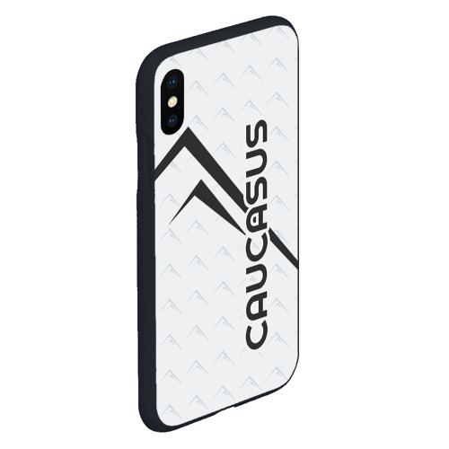Чехол для iPhone XS Max матовый Caucasus Mountains надпись Кавказ на английском с изображением гор, цвет черный - фото 3