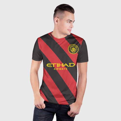 Мужская футболка 3D Slim с принтом Manchester City - Away Jersey (2022/23), фото на моделе #1