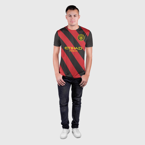Мужская футболка 3D Slim с принтом Manchester City - Away Jersey (2022/23), вид сбоку #3