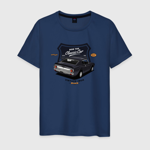 Мужская футболка хлопок с принтом Ретро-автомобиль black, вид спереди #2