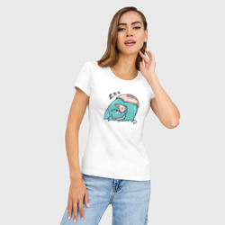 Женская футболка хлопок Slim Спящий слон с подушкой - фото 2