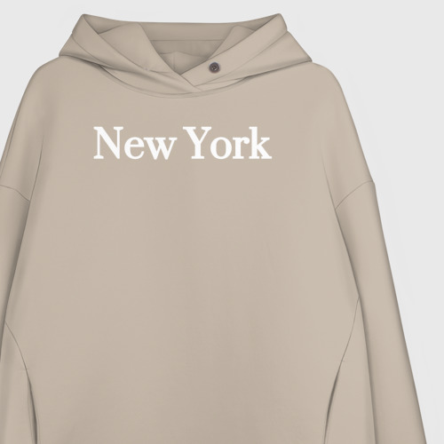 Женское худи Oversize хлопок с принтом New York - город мечты, фото на моделе #1