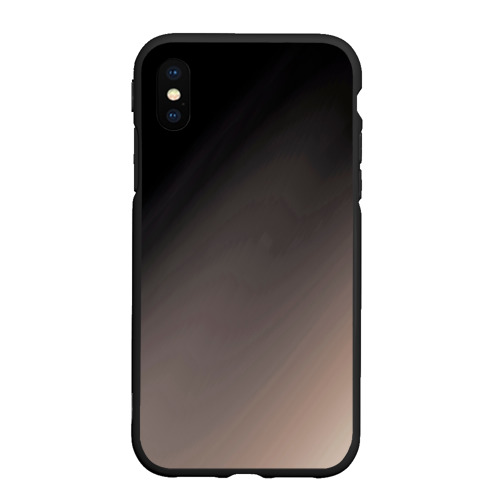 Чехол для iPhone XS Max матовый с принтом Черный, серый бежевый градиент, вид спереди #2