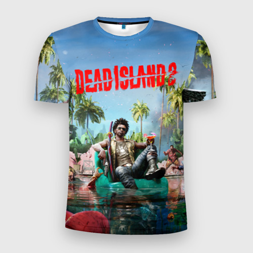 Мужская футболка 3D Slim с принтом Dead island 2 главный герой, вид спереди #2