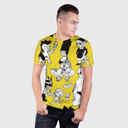 Мужская футболка 3D Slim Весёлая компашка мультфильма Симпсоны - полный раскардаш! - фото 2