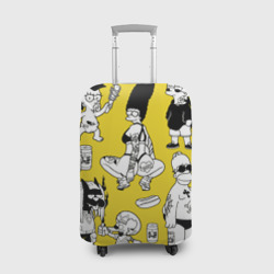 Чехол для чемодана 3D Весёлая компашка мультфильма Симпсоны - полный раскардаш!