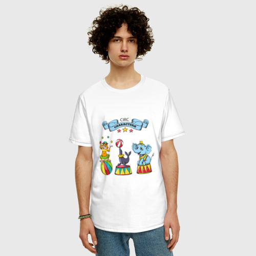 Мужская футболка хлопок Oversize с принтом Цирковое представление, фото на моделе #1