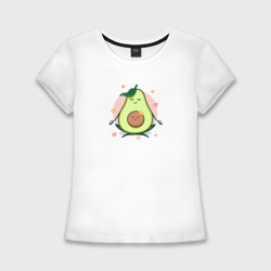 Женская футболка хлопок Slim Авокадо медитация