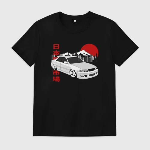 Мужская футболка хлопок с принтом Chaser JZX100 Tourer V, вид спереди #2