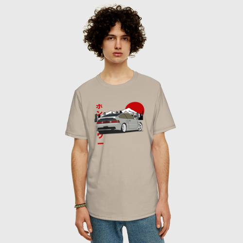 Мужская футболка хлопок Oversize Honda Crx Retro JDM, цвет миндальный - фото 3