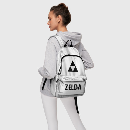 Рюкзак 3D с принтом Zelda glitch на светлом фоне: символ, надпись, фото #4