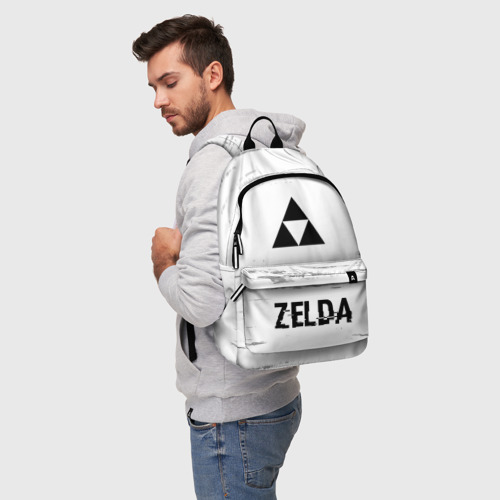 Рюкзак 3D с принтом Zelda glitch на светлом фоне: символ, надпись, фото на моделе #1