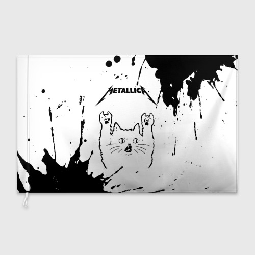 Флаг 3D Metallica рок кот на светлом фоне - фото 3