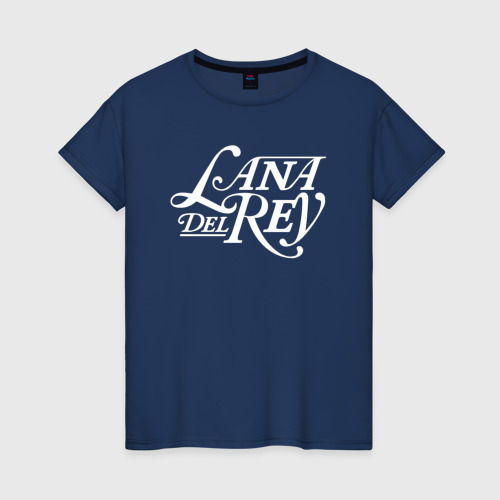 Женская футболка из хлопка с принтом Lana del ray - лого, вид спереди №1