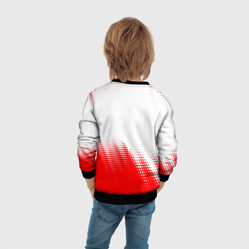 Детский свитшот 3D с принтом Got7 - красная абстракция, вид сзади #2
